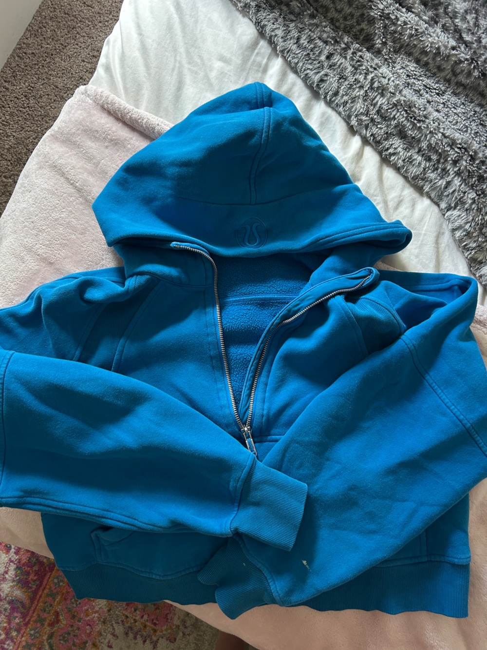 lululemon poolside blue half zip scuba hoodie